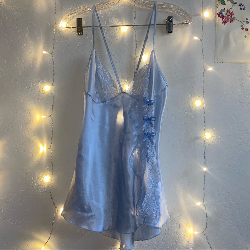 Frederick’s of Hollywood Blue Silk Chemise